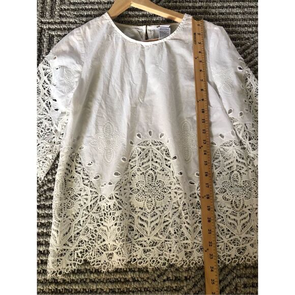 Chico’s Crochet Embroidered Blouse Size 1 US SZ 8/10 - Picture 6 of 8